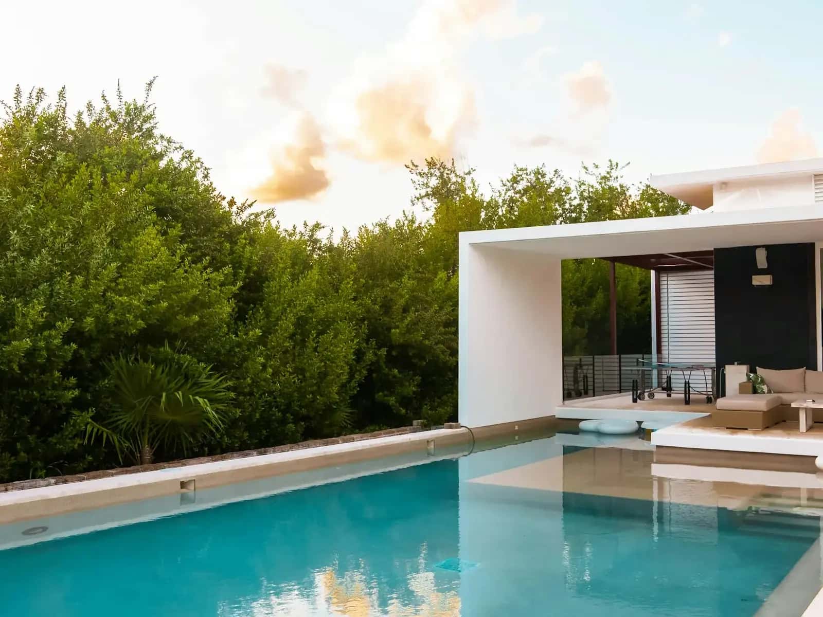 Piscina rodeada de vegetación